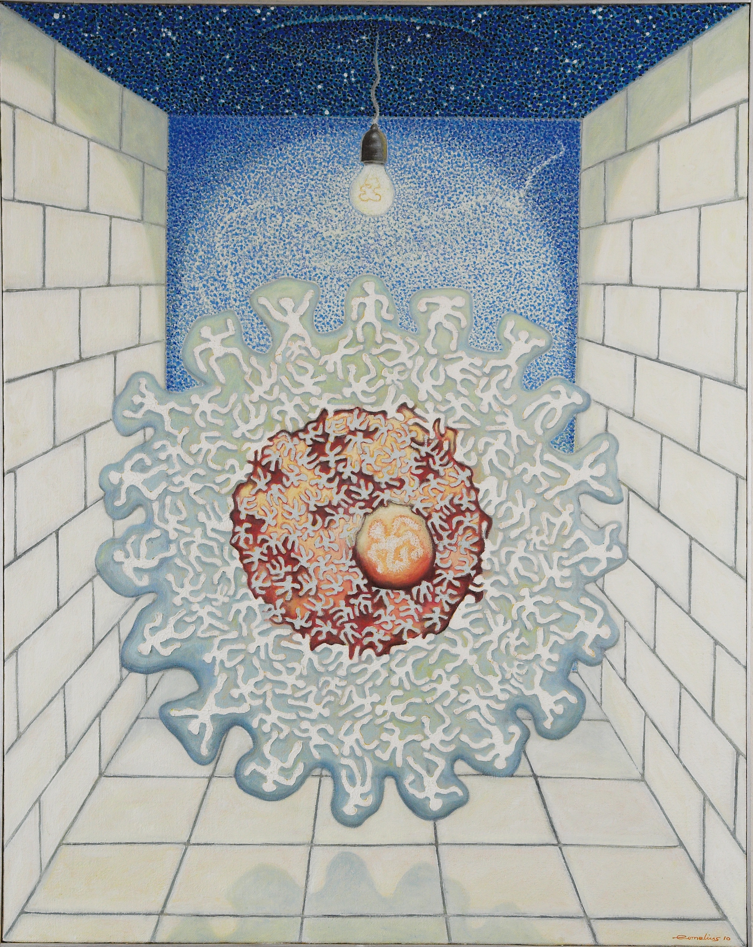 Egcell in a prison cell 2010 136 x 171 cm Öl auf Jute